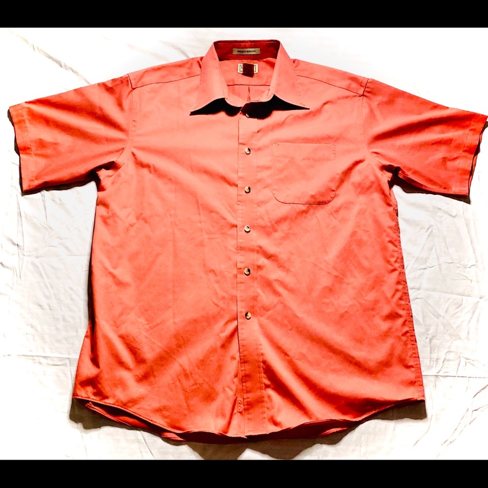 LL BEAN Orange Short Sleeve Men's Shirt Size Large